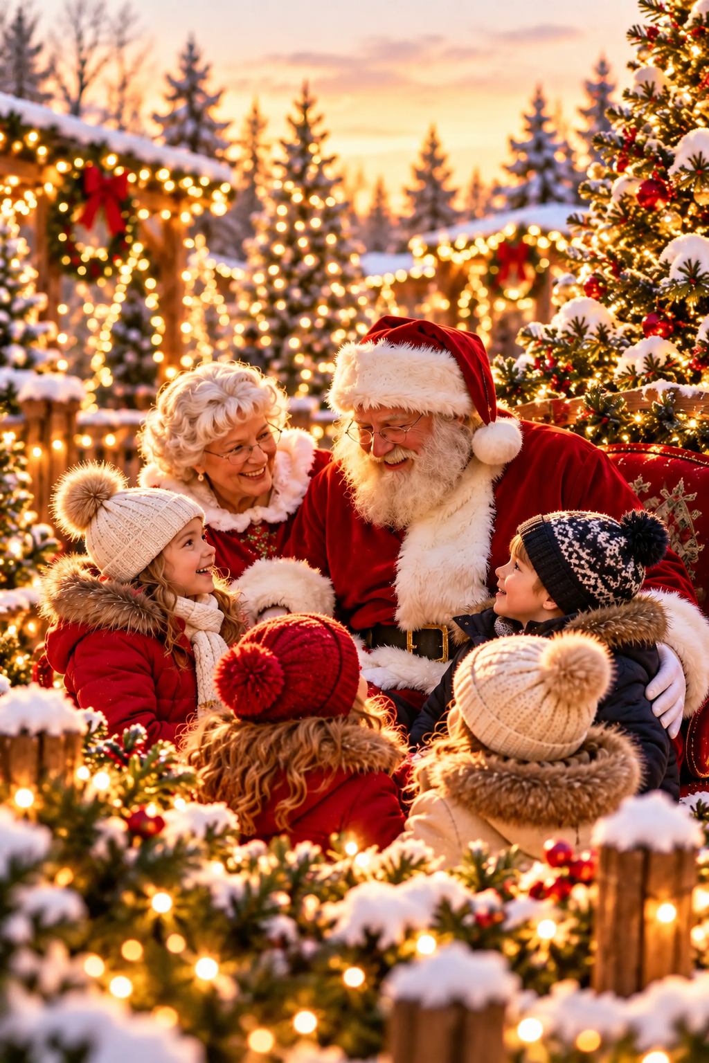 Free Holiday Fun - Santa, Mrs. Claus, and holiday lights