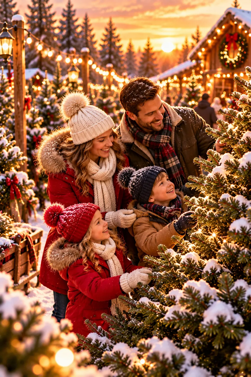 Holiday Wonder - Family visiting Santa and Mrs. Claus
