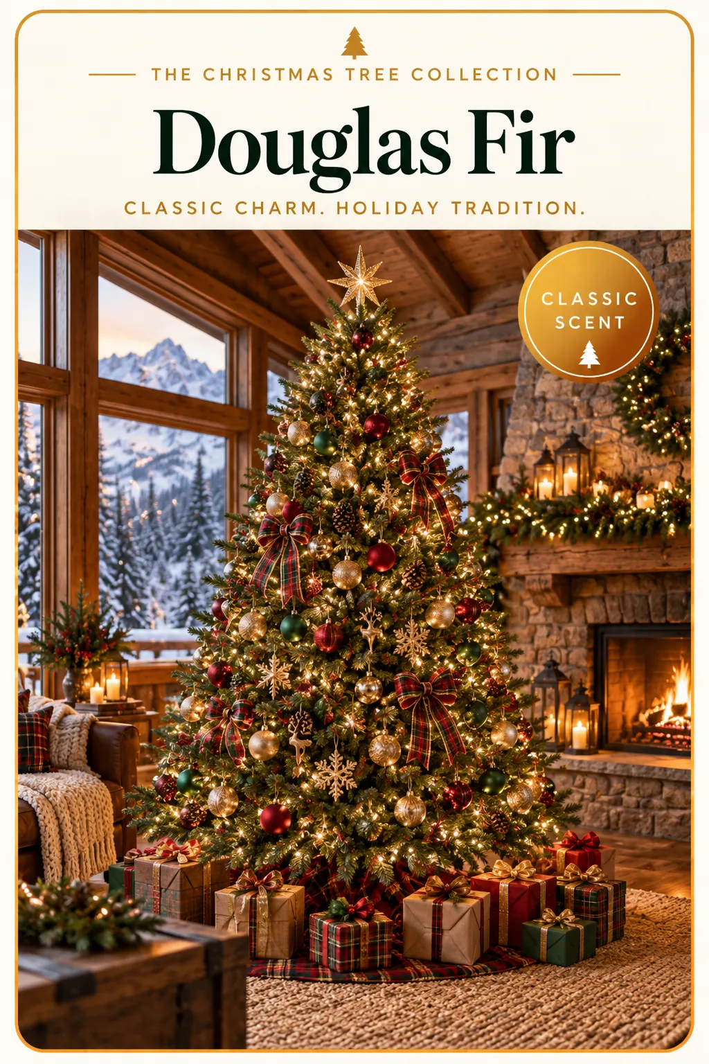 Douglas Fir decorated Christmas tree - The Christmas Tree Collection