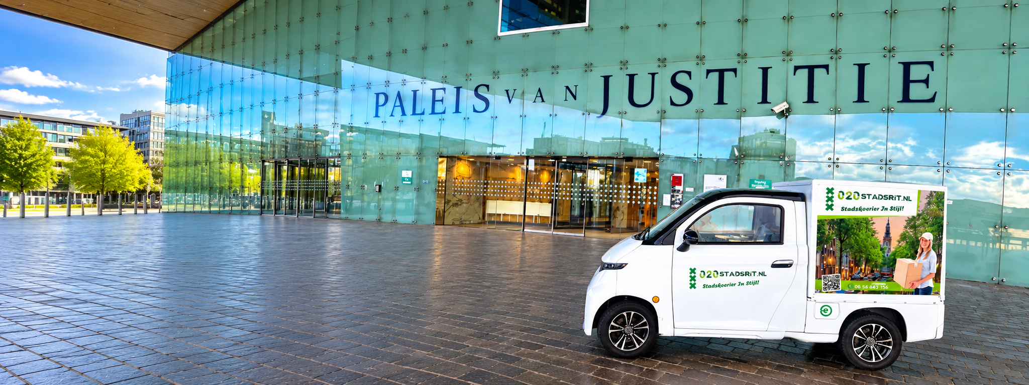 020Stadsrit elektrische cargowagen Amsterdam Paleis van Justitie