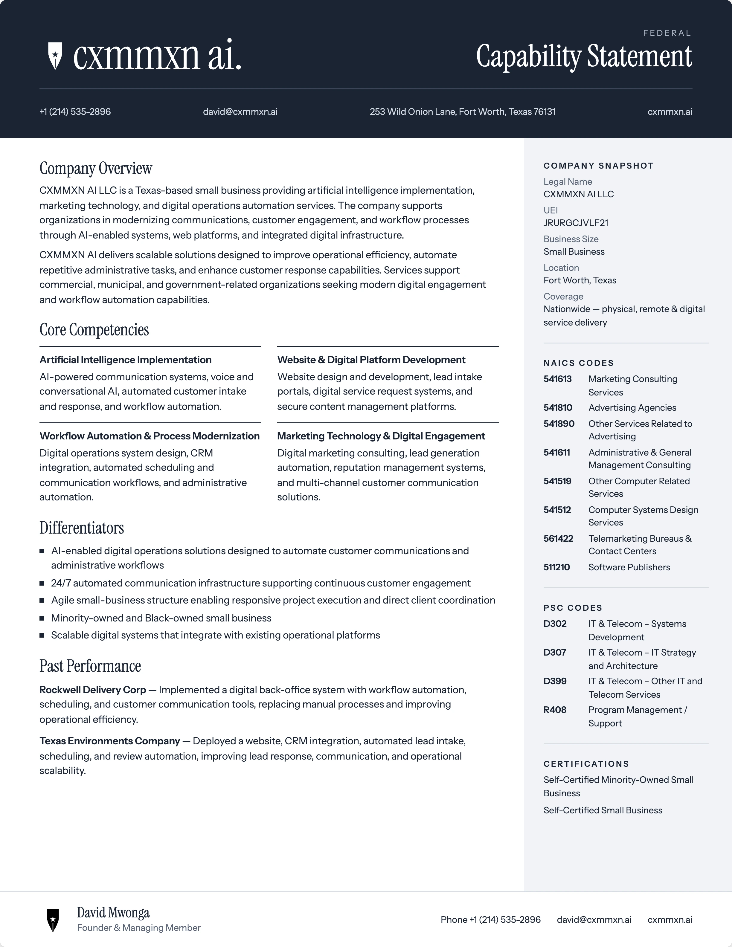 Federal Capability Statement (PDF) preview