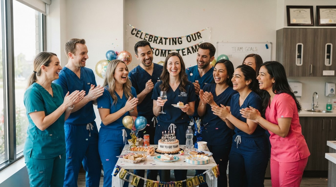 Our team celebrating at the office