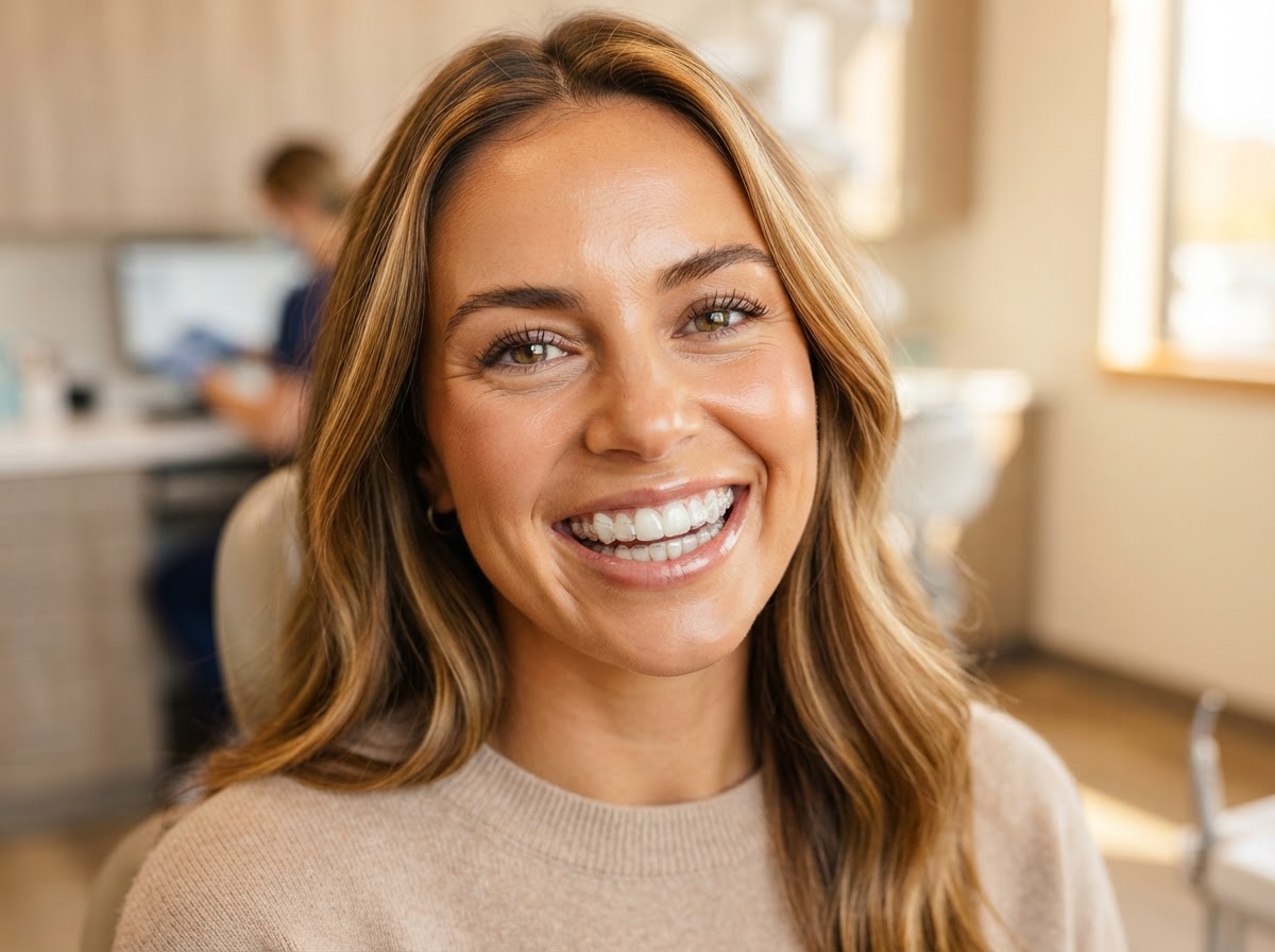 Smile with custom clear aligners