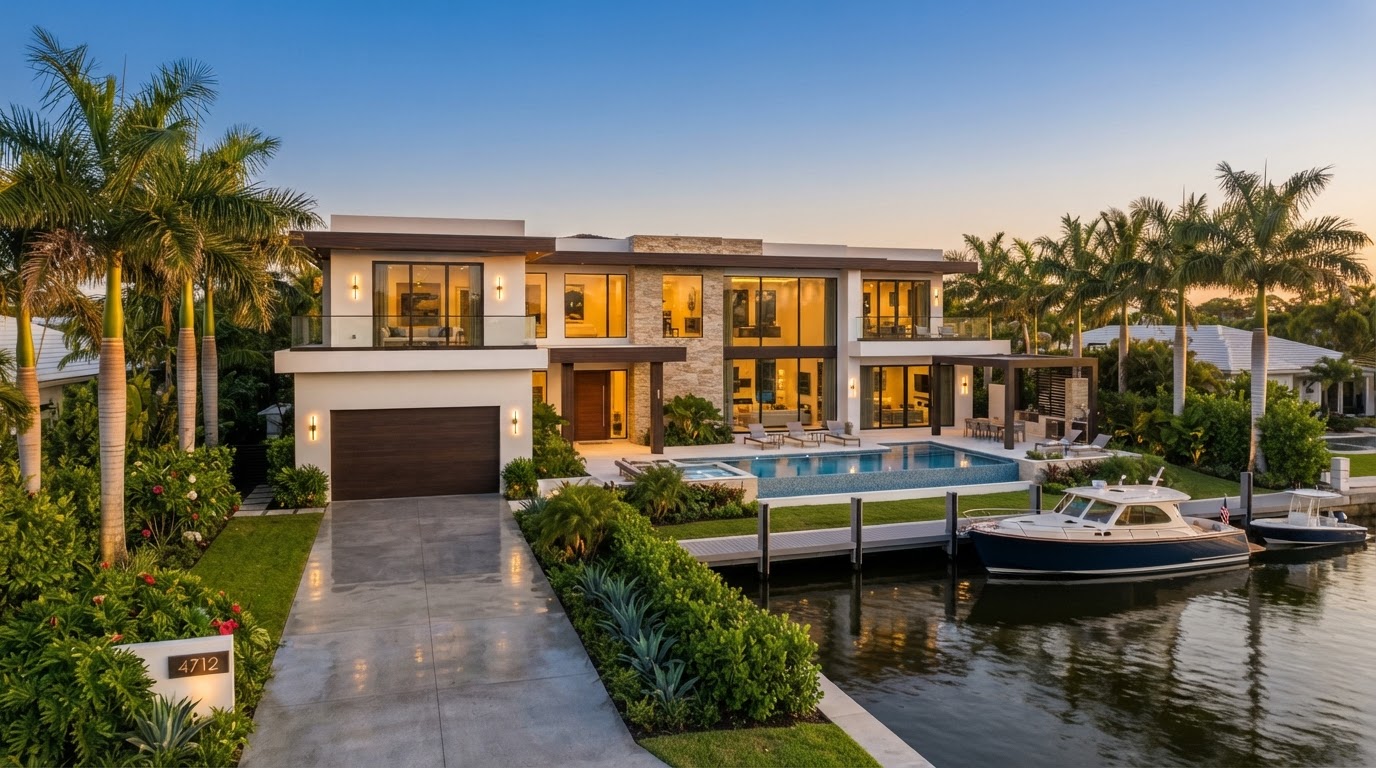 Florida luxury home at golden hour