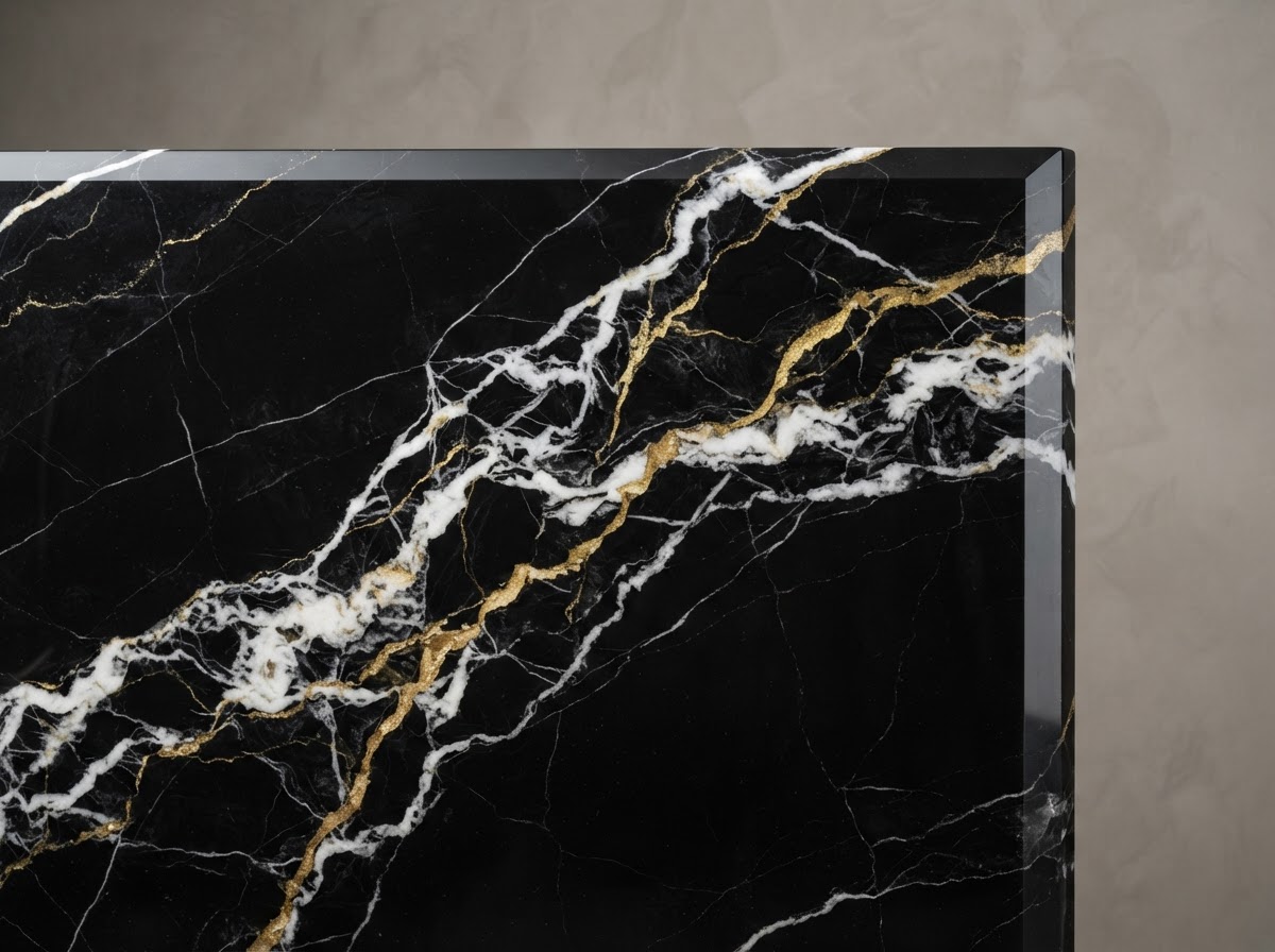 Calacatta Supreme Black quartz countertop slab