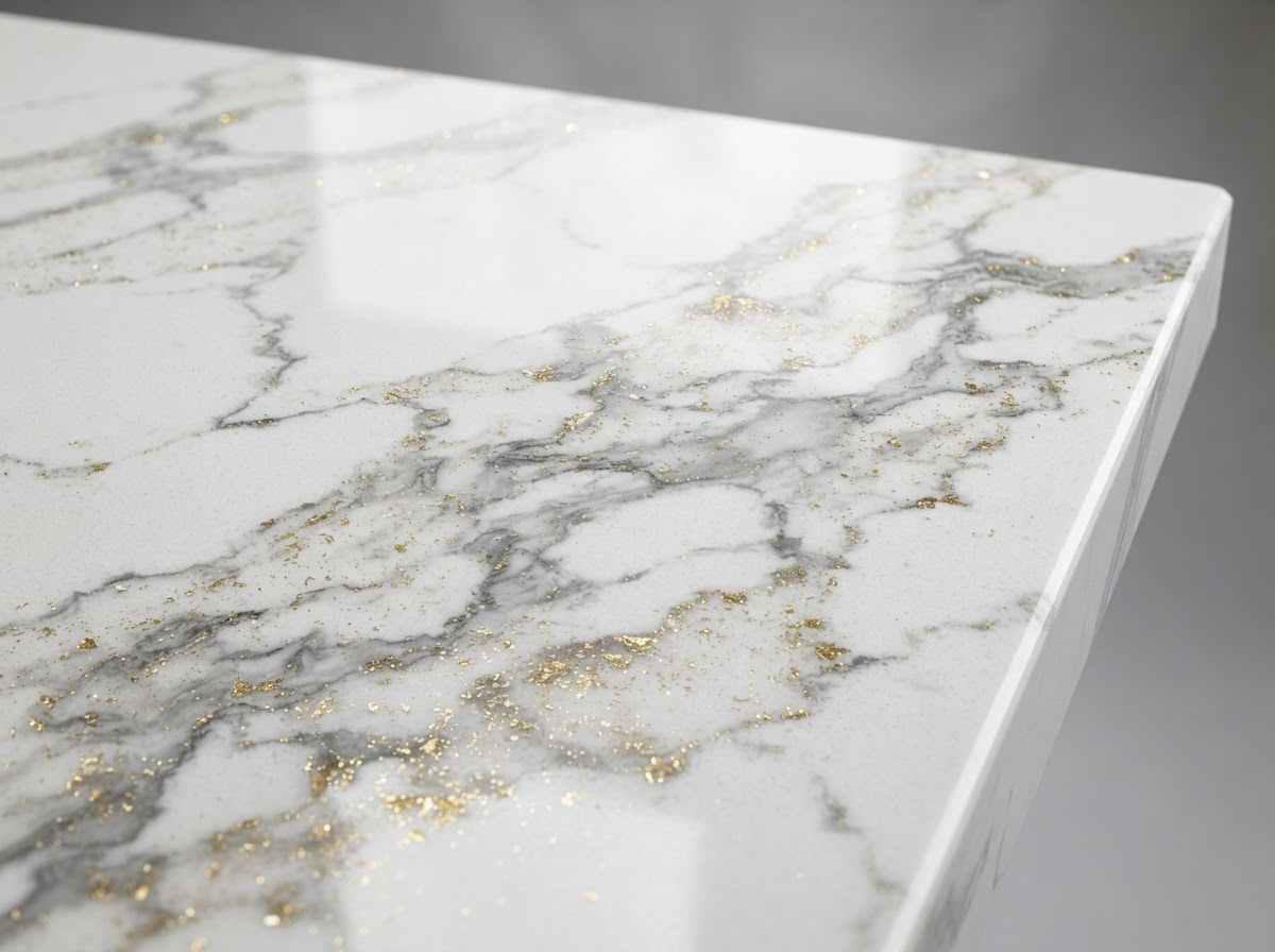 Calacatta Golden Flake quartz countertop slab