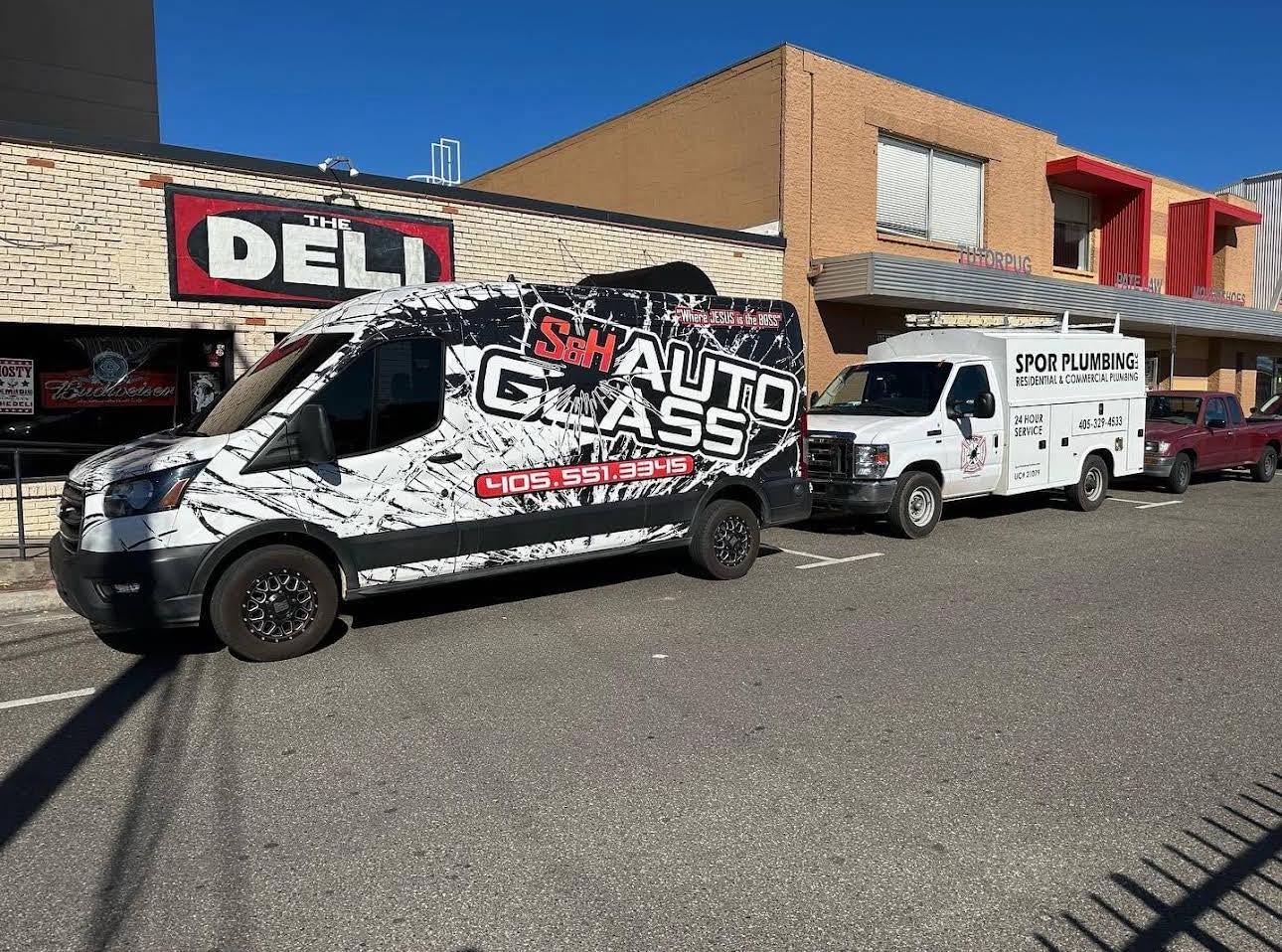 S&H Auto Glass mobile van parked in Norman OK