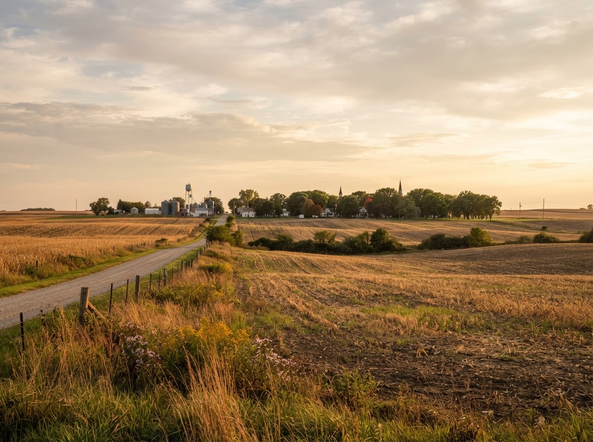 Central Illinois prairie and farmland near Bloomington-Normal
