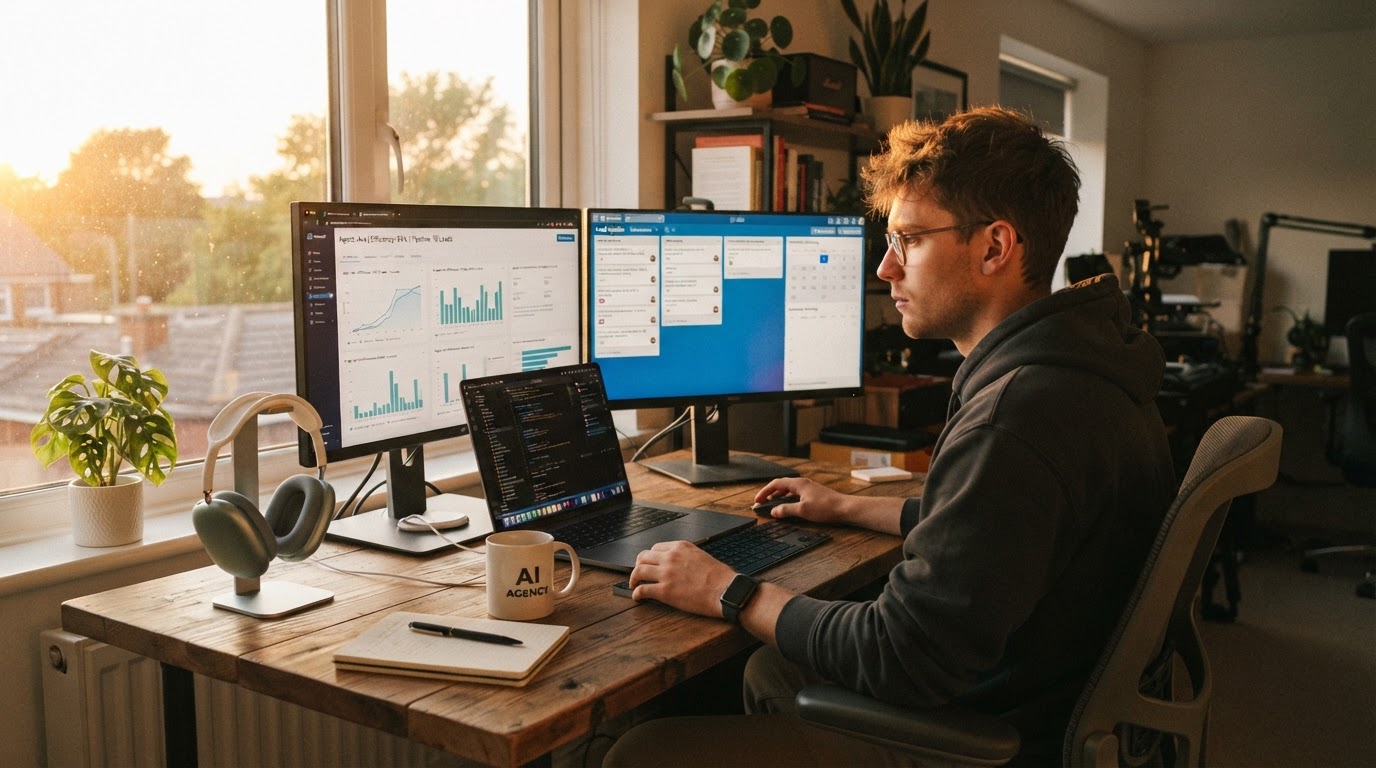 Remote AI Club student working from a home studio during an AI build lab