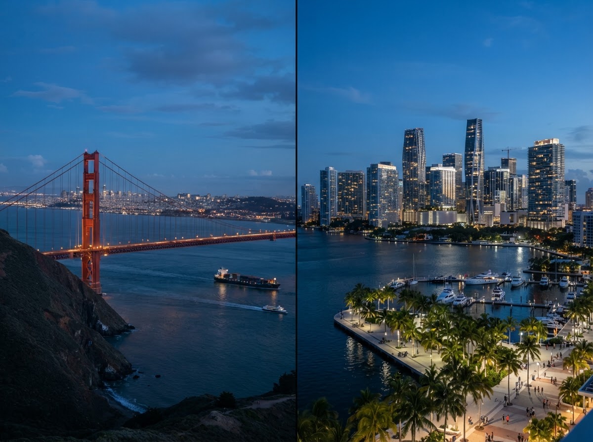 San Francisco and Florida skylines
