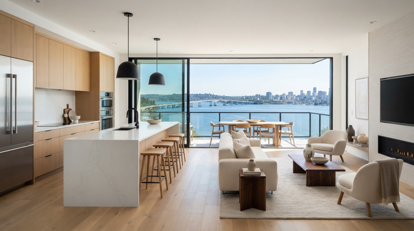 Visualized Renovated Kitchen and Living Space at Lakeside West