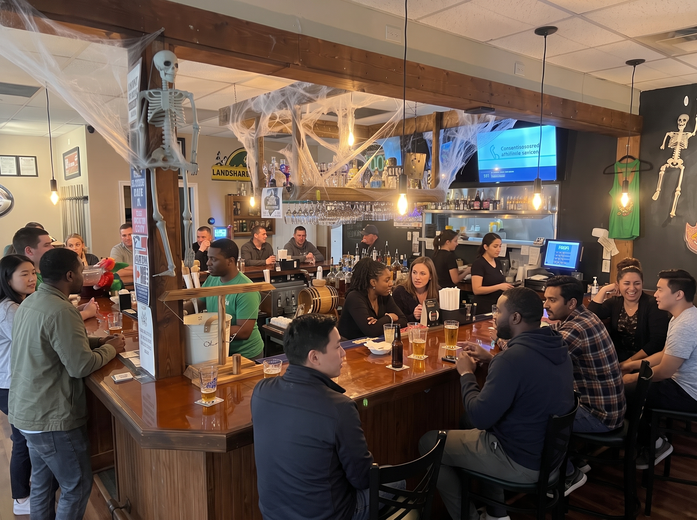 On Cue Billiards full bar, draft taps and lounge