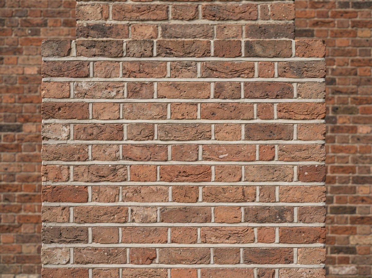 Finished intact brick masonry detail with clean restored mortar joints