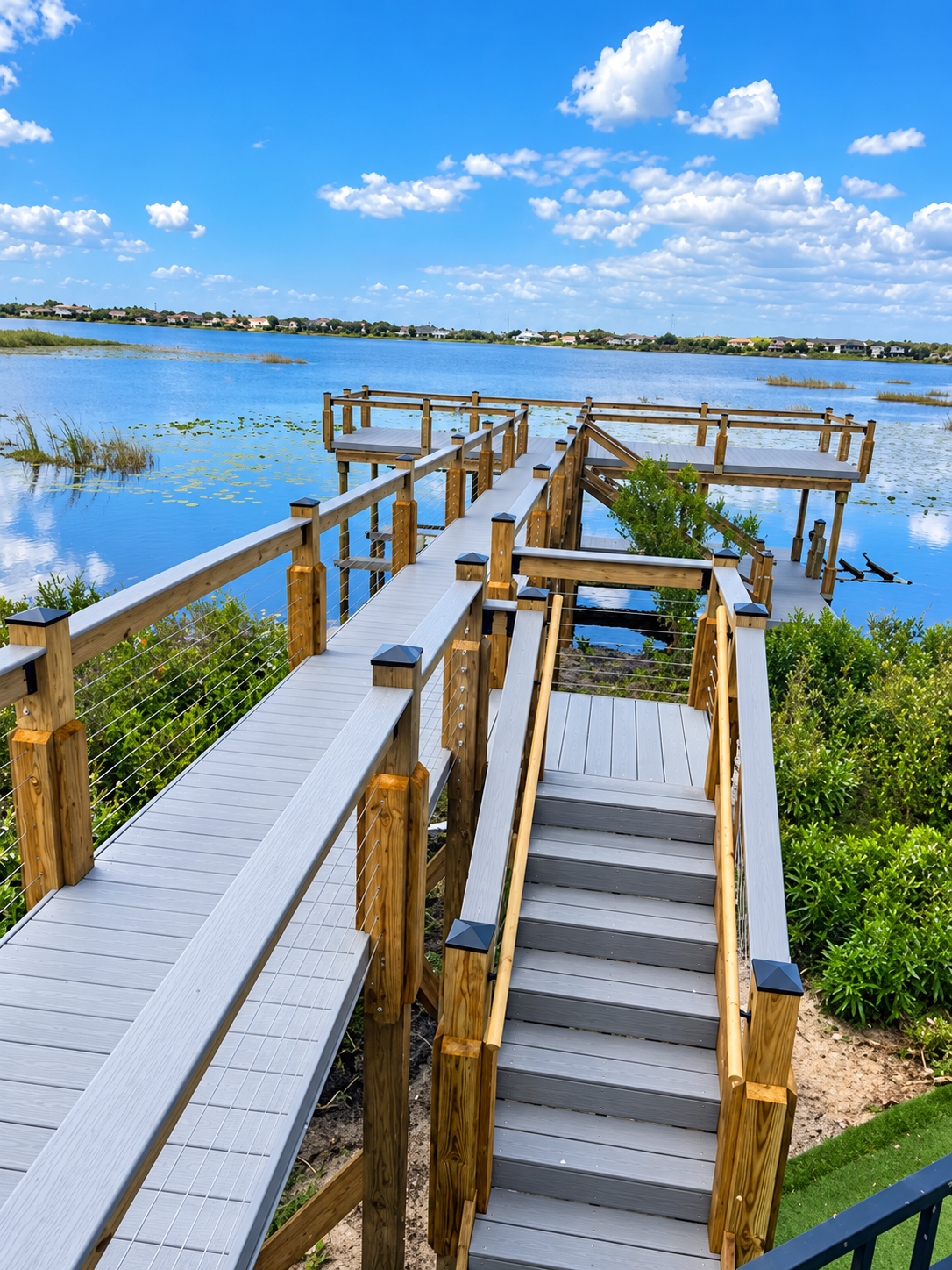 Piling Caps and Bumpers installed on a Docks of Orlando waterfront project