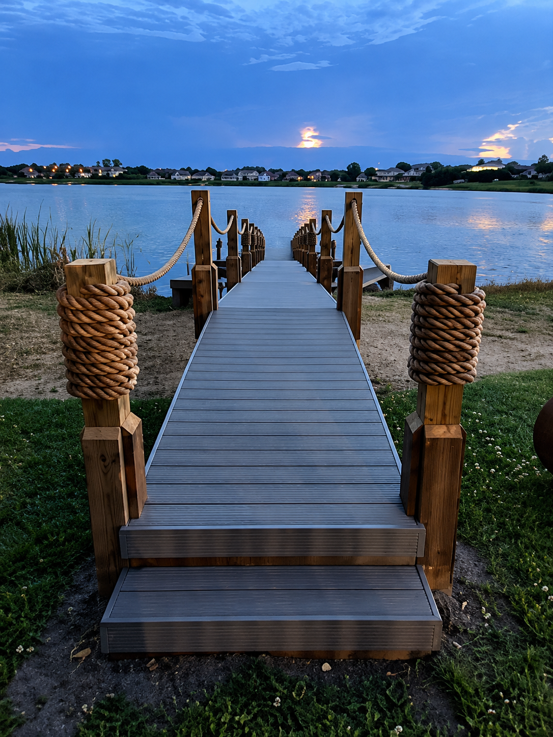 Custom residential dock built by Docks of Orlando along a Central Florida lake shoreline