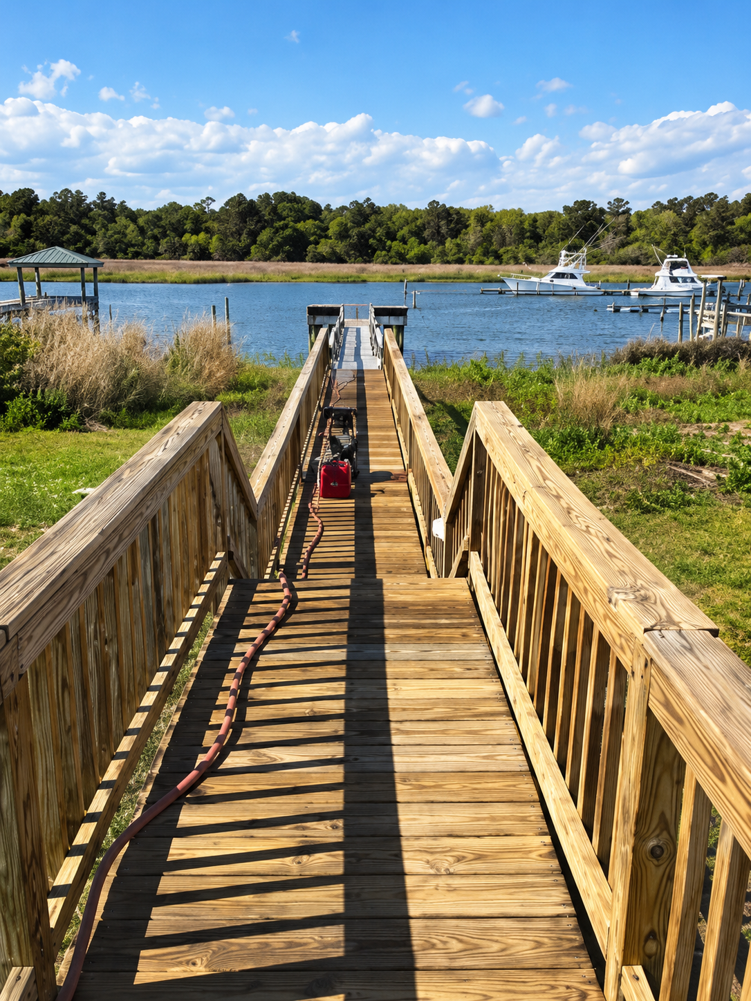 Completed residential dock on a Central Florida lake