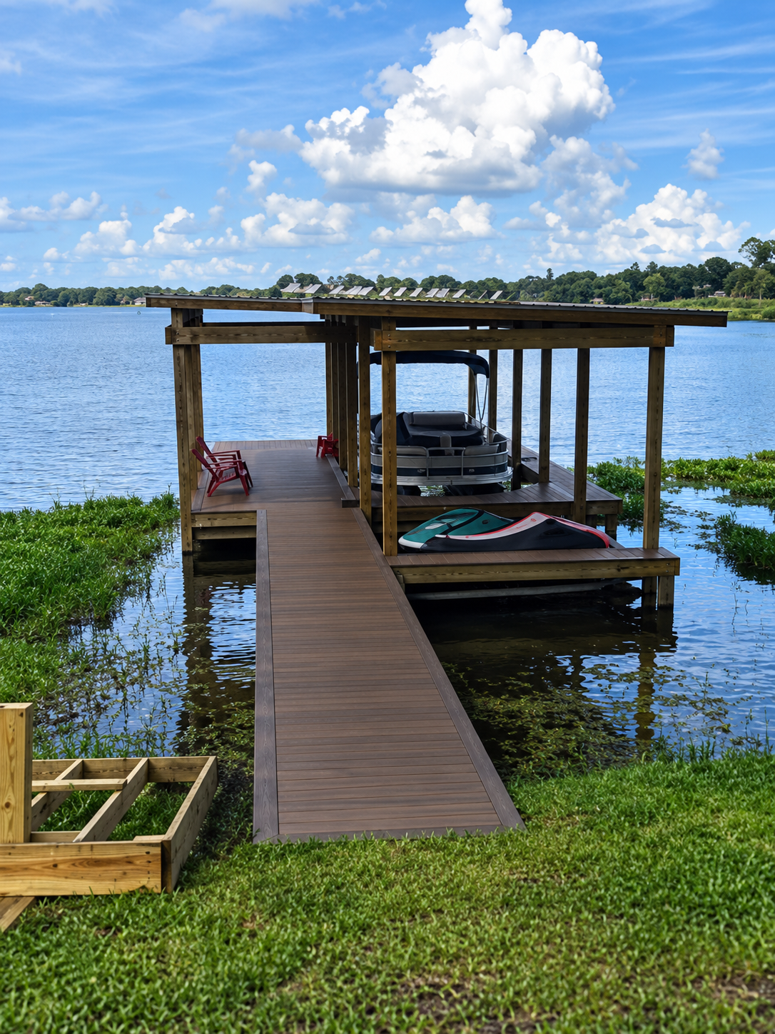 Capped Wood-Plastic Composite decking installed on a Central Florida dock