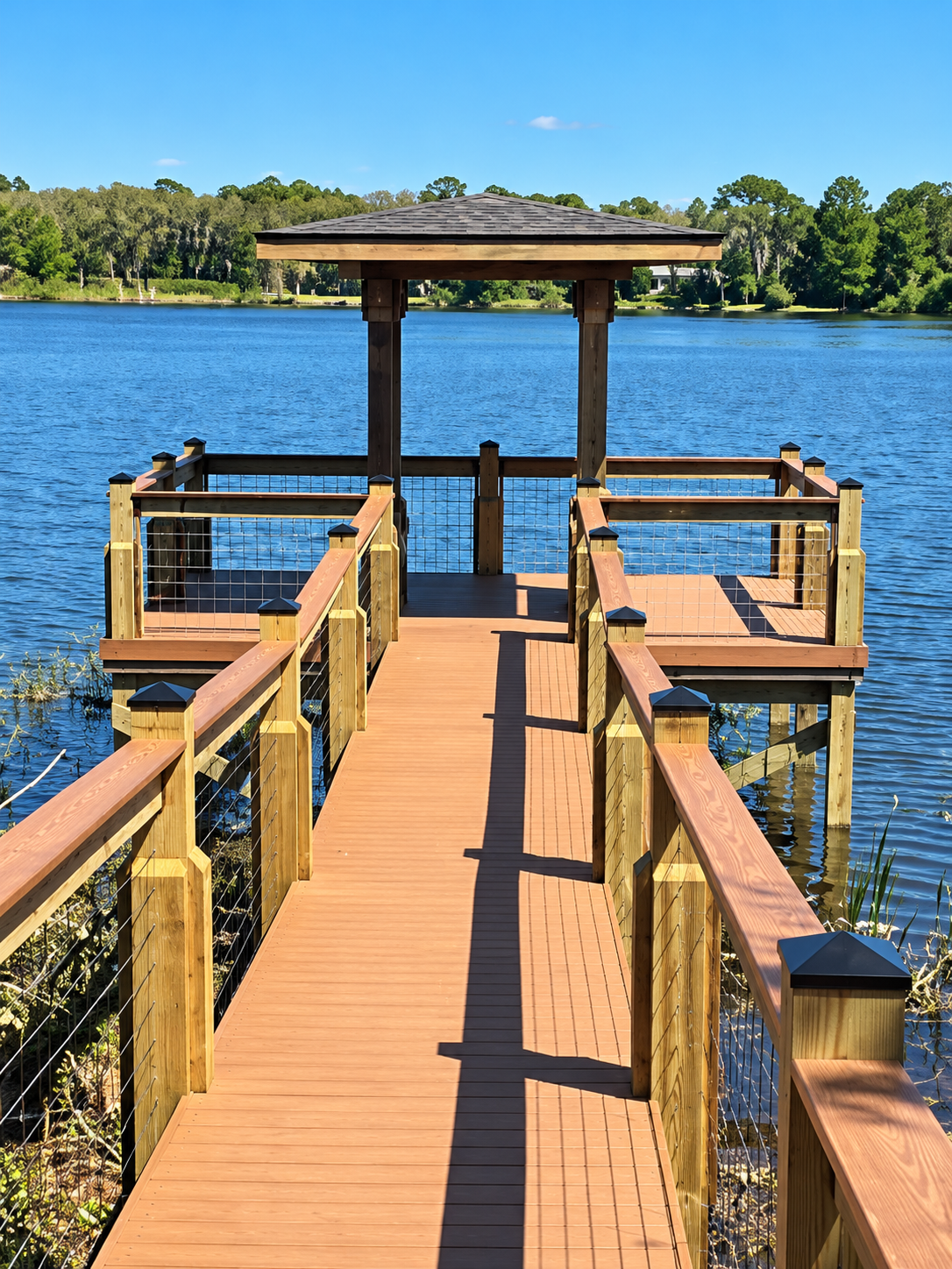 Capped Polymer Composite decking installed on a Central Florida dock
