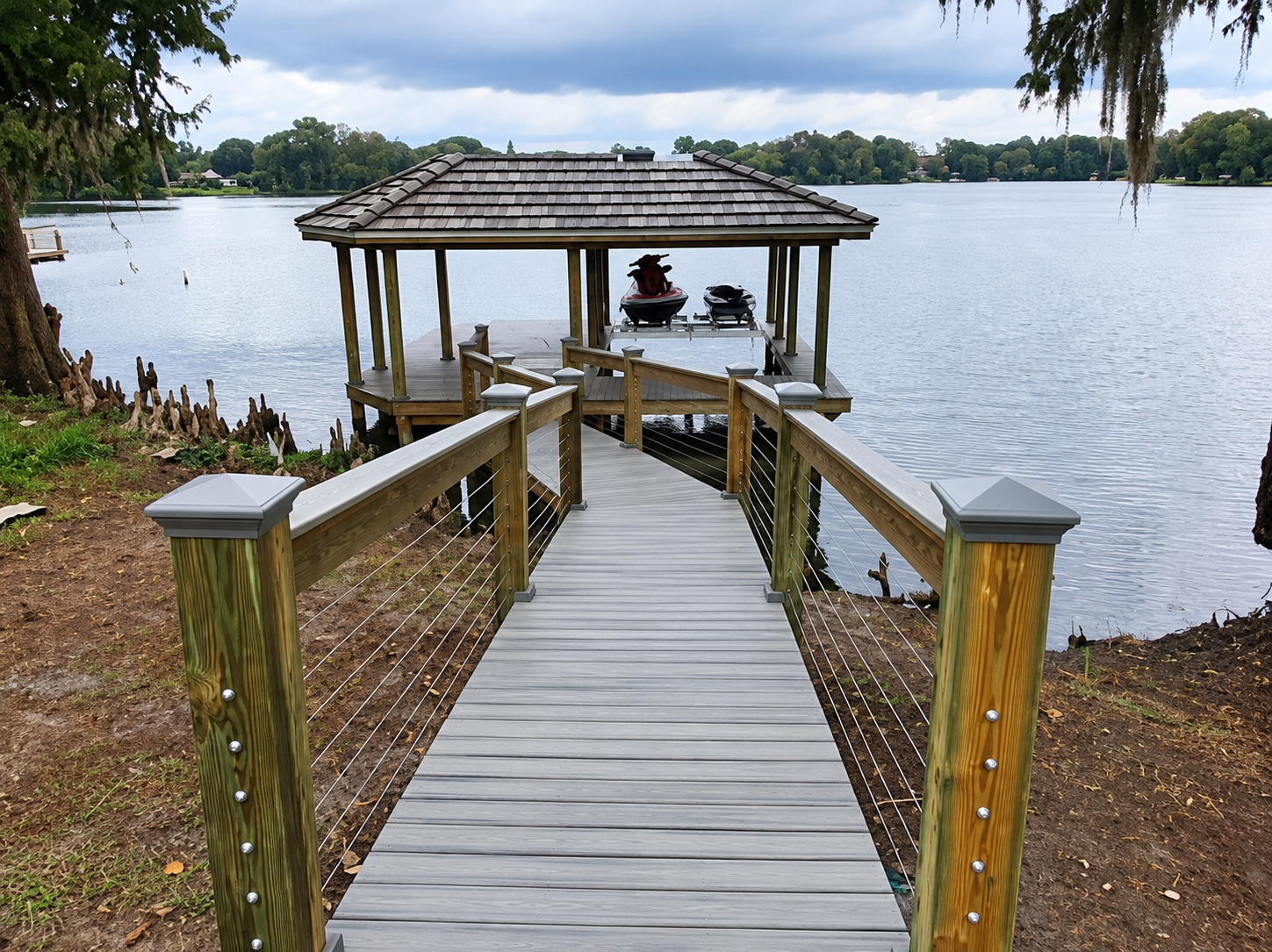 The Docks of Orlando crew working on a waterfront project