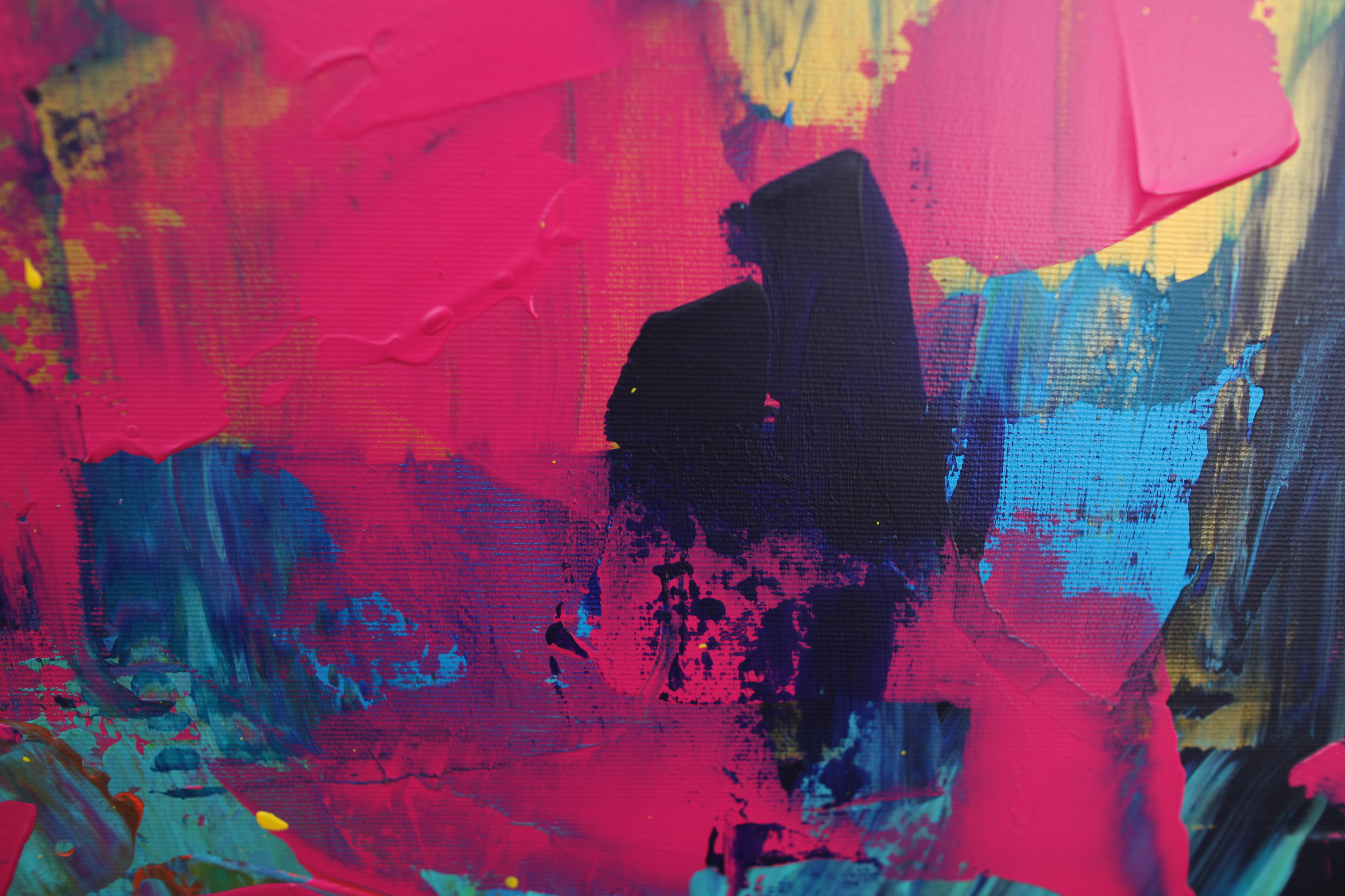 Aruna Mór — Anderswelt (detail: deep blue, canvas texture and brushwork)