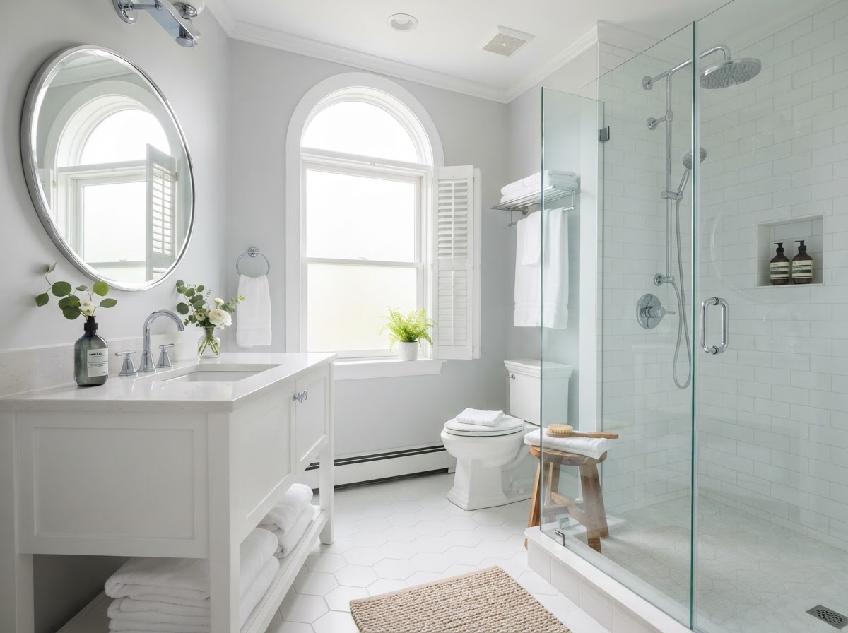 Residential bathroom deep cleaned by Cleaning Luna house cleaning service in Elizabeth NJ