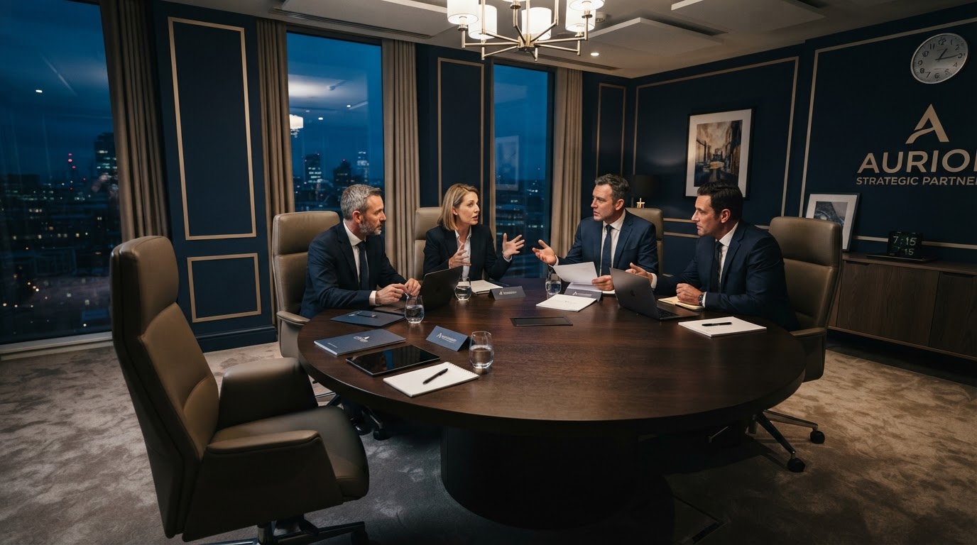 The Executive Round Table boardroom — where founders take the hot seat