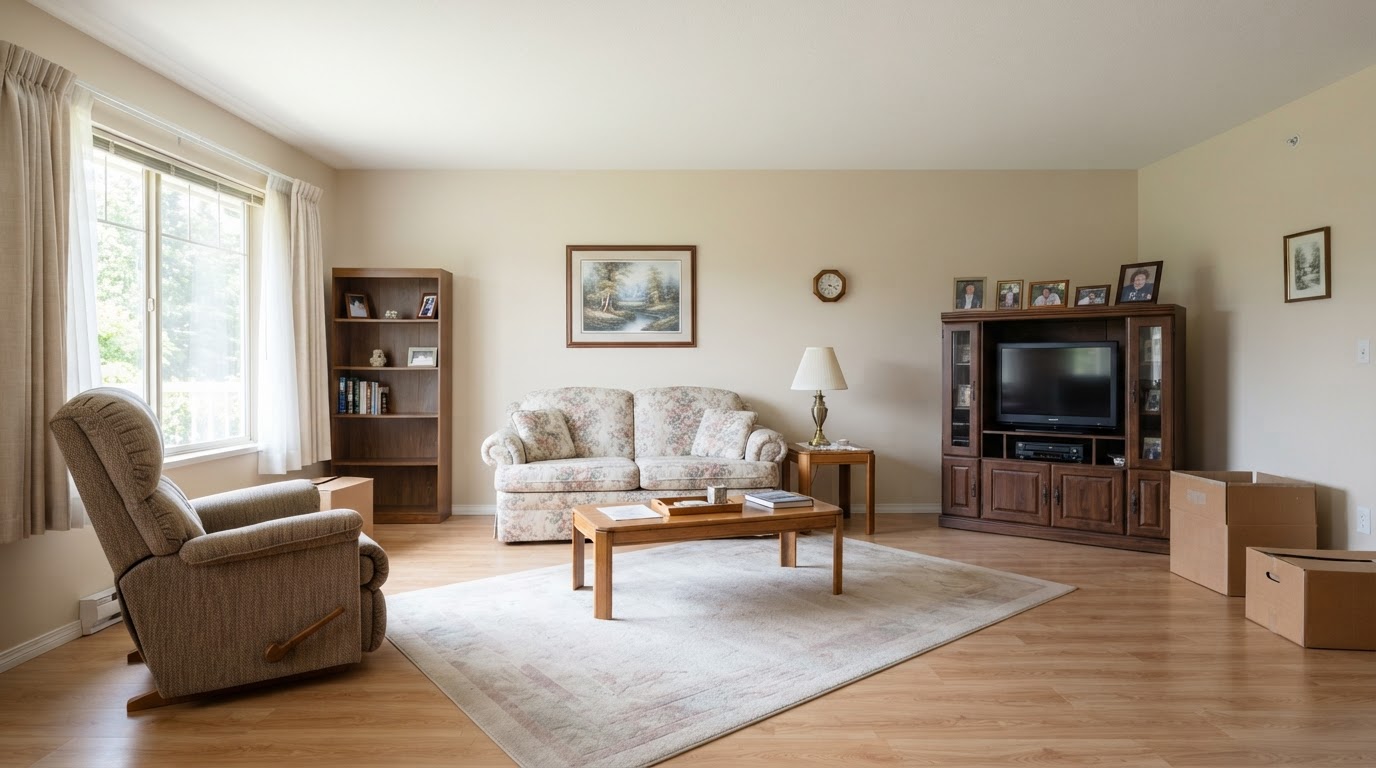 Same residence after downsizing with approved excess items removed and usable space created