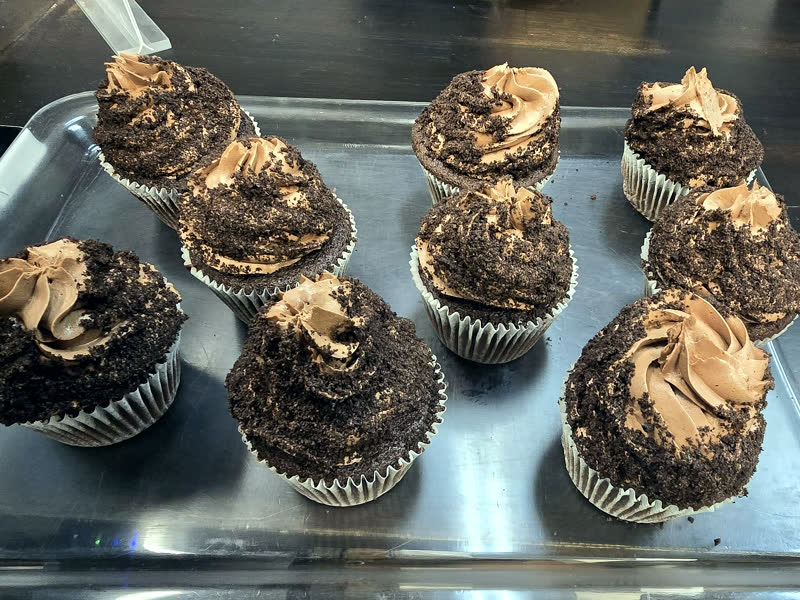 Cupcakes on display.