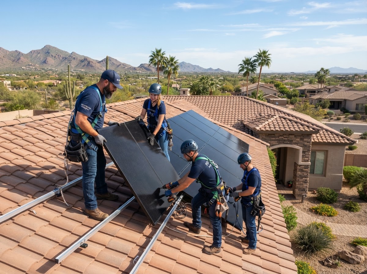 In-house crew install in Scottsdale, a BrightPeak residential solar installation