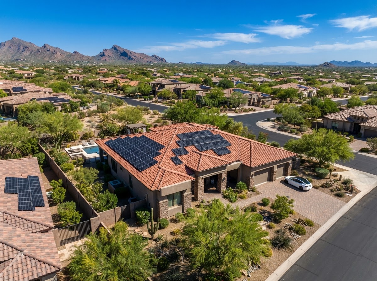Terracotta rooftop array in Paradise Valley, a BrightPeak residential solar installation