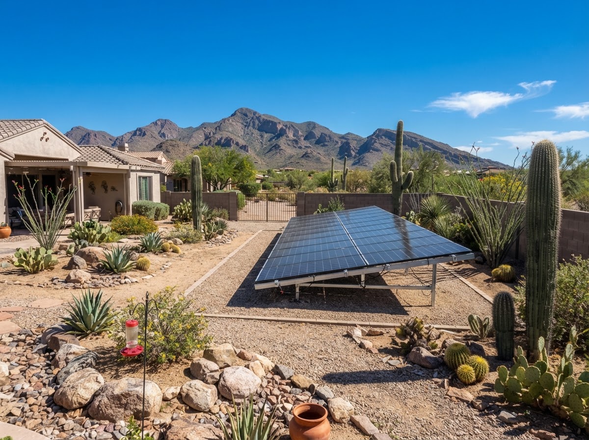 Desert ground mount in Cave Creek, a BrightPeak residential solar installation