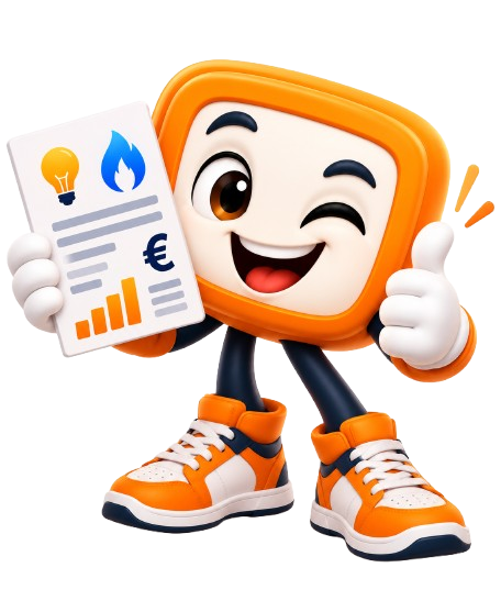 Mascotte Risparmio Giusto che presenta la bolletta