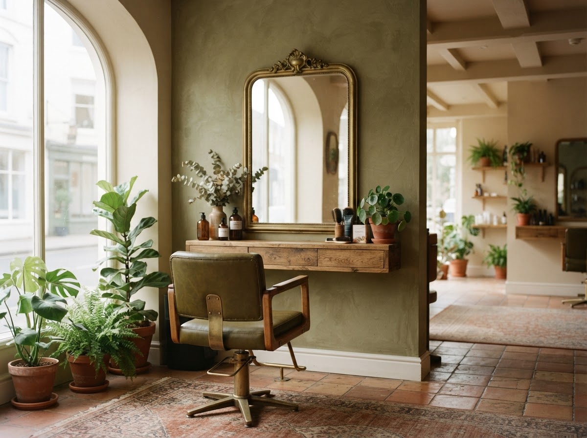 Salón de belleza luminoso a primera hora de la mañana