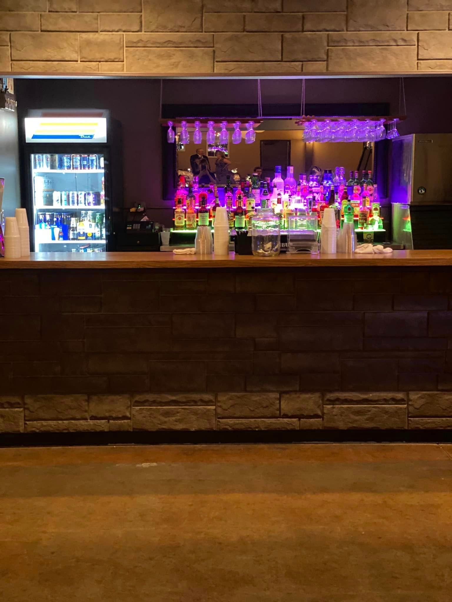 Havelock Social Hall full-service bar with glassware