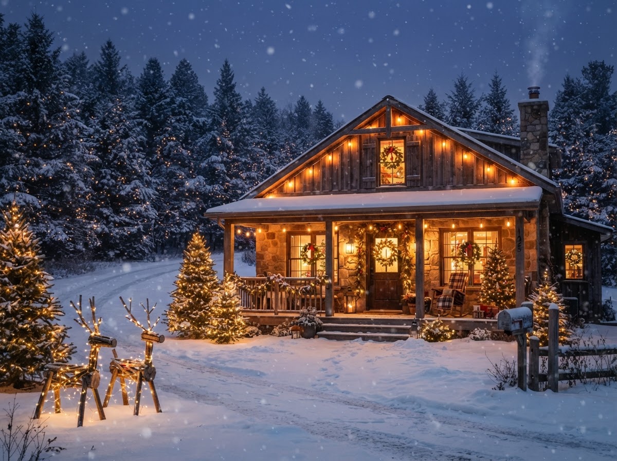Country Cheer on the Pines — a simple and elegant Christmas display in Stevensville