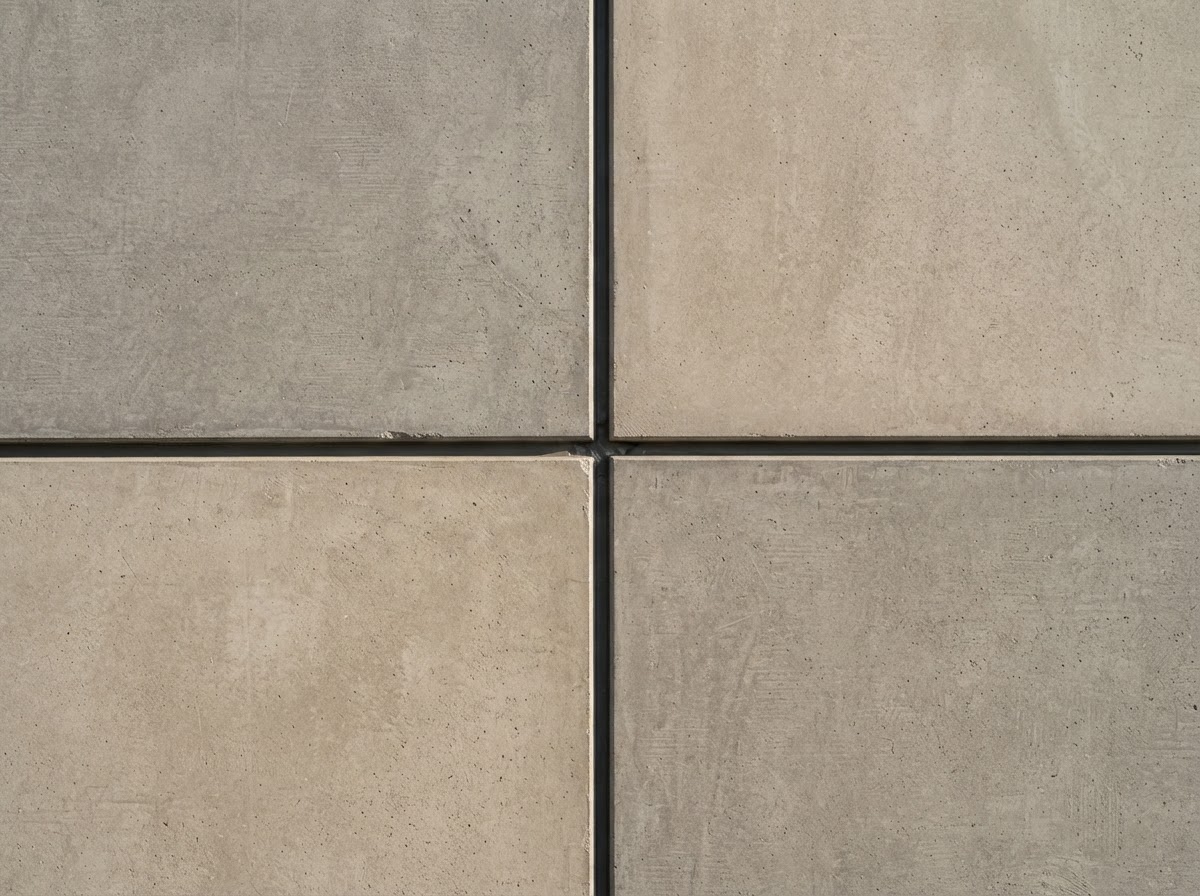 Close-up of pre-cast concrete panels with precise geometric joints