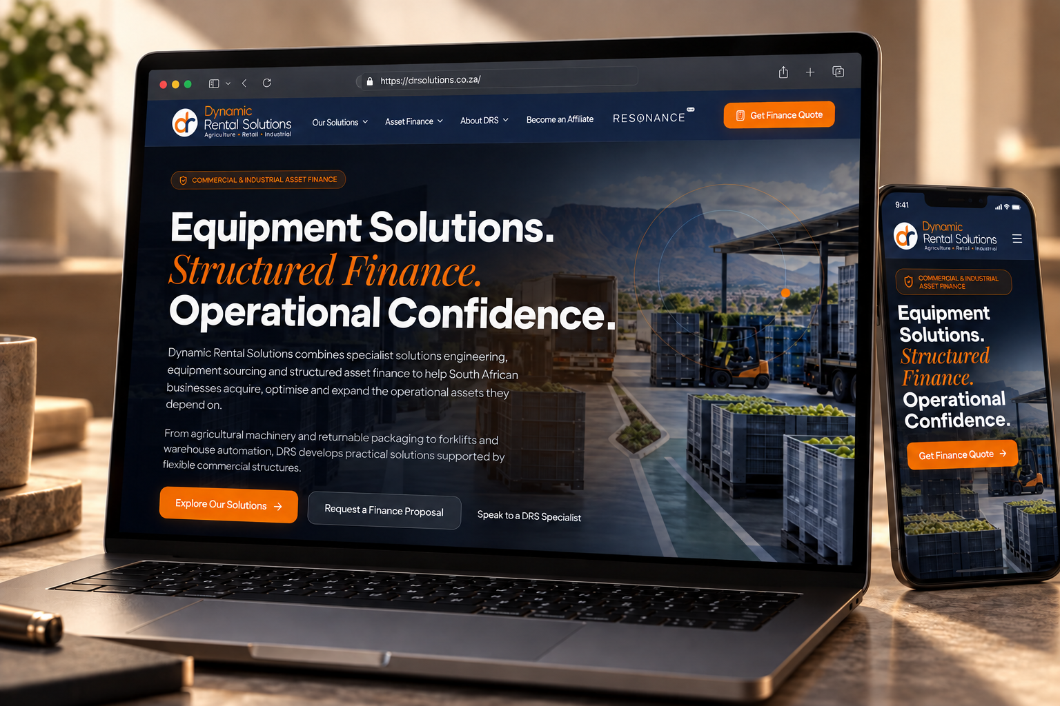 Dynamic Rental Solutions bespoke website design by BD Studio across desktop and mobile