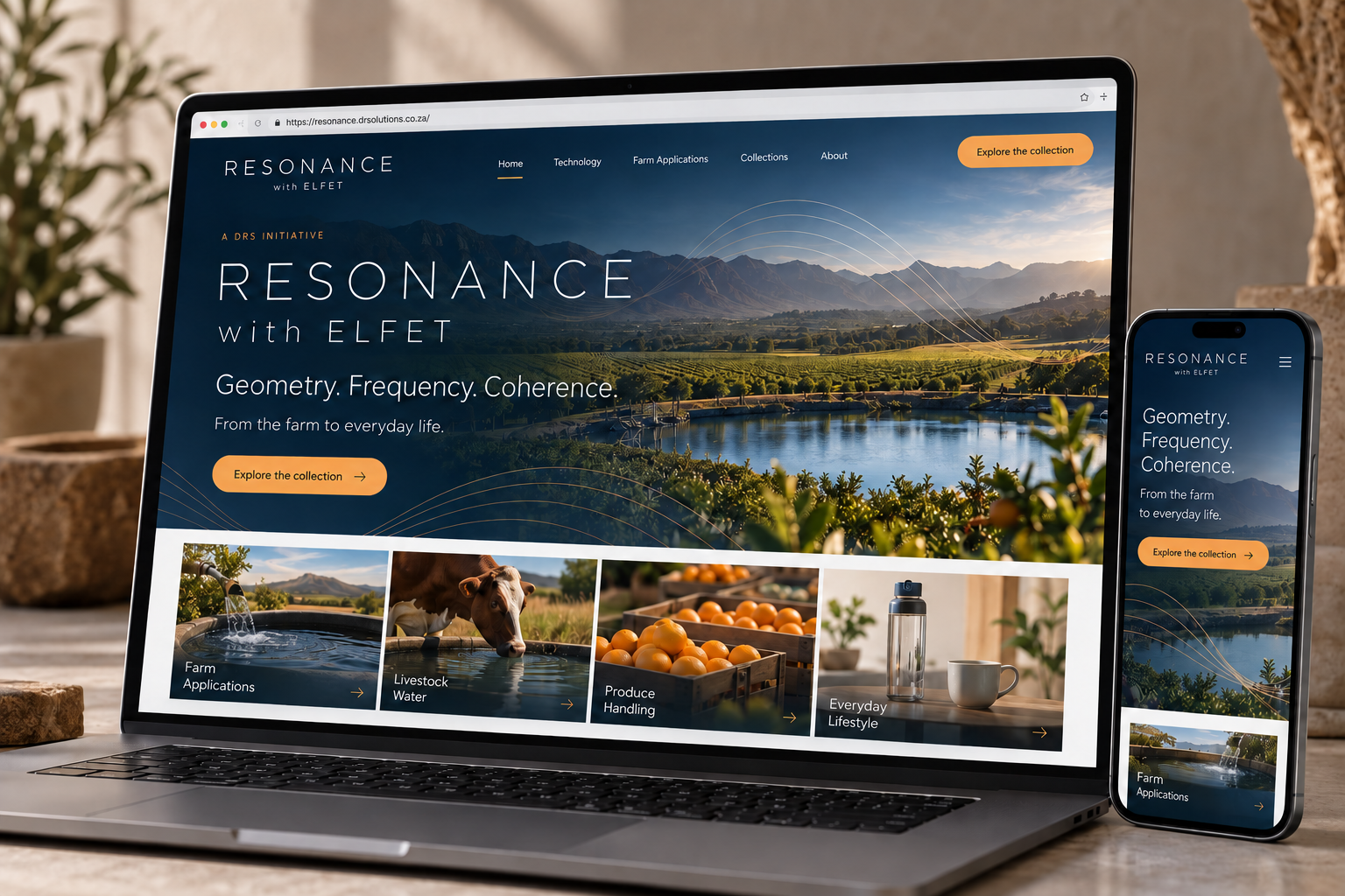 Resonance agricultural and lifestyle collections website design by BD Studio