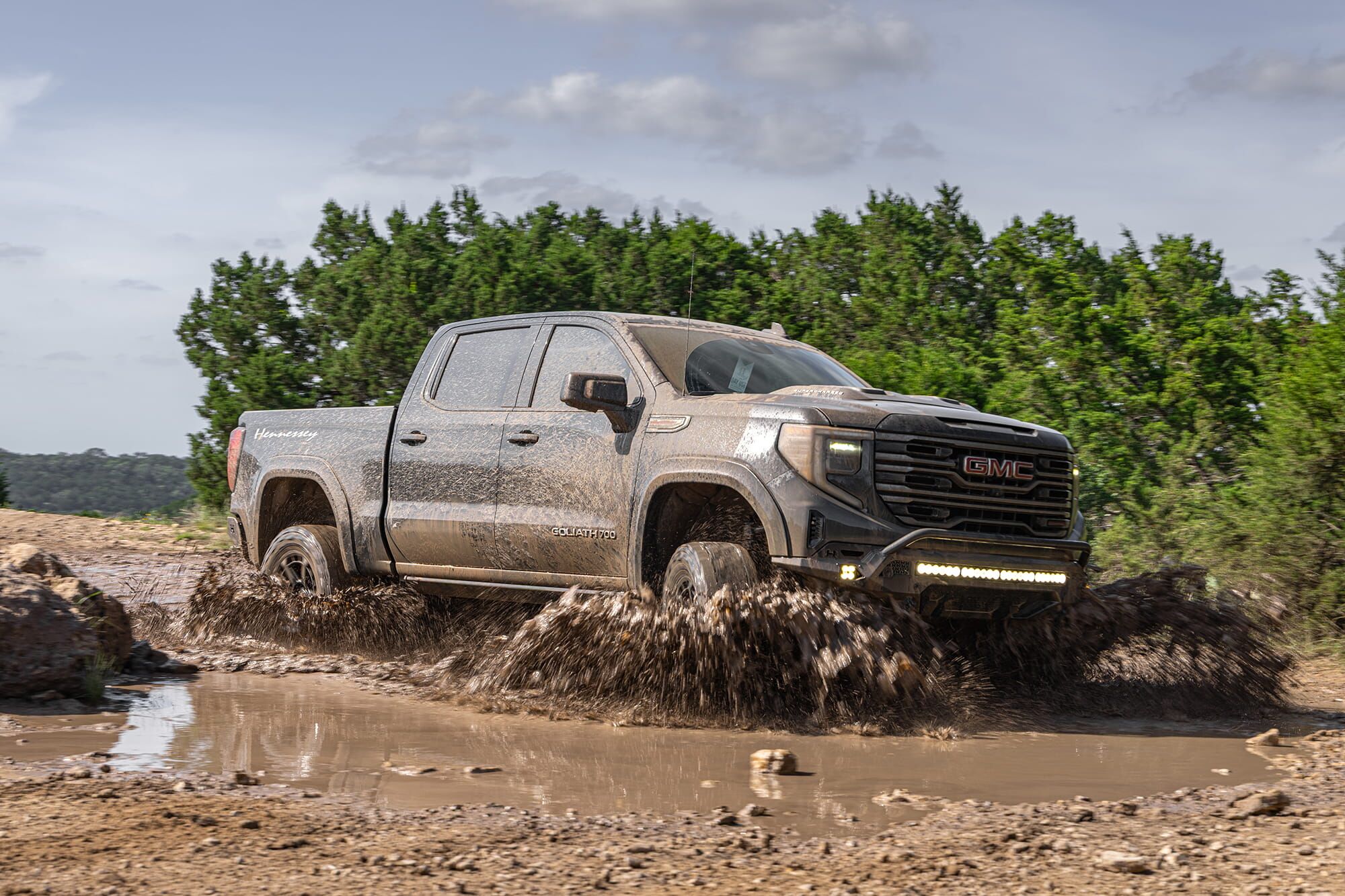 20-inch Hennessey off-road wheels & 35-inch all-terrain tires