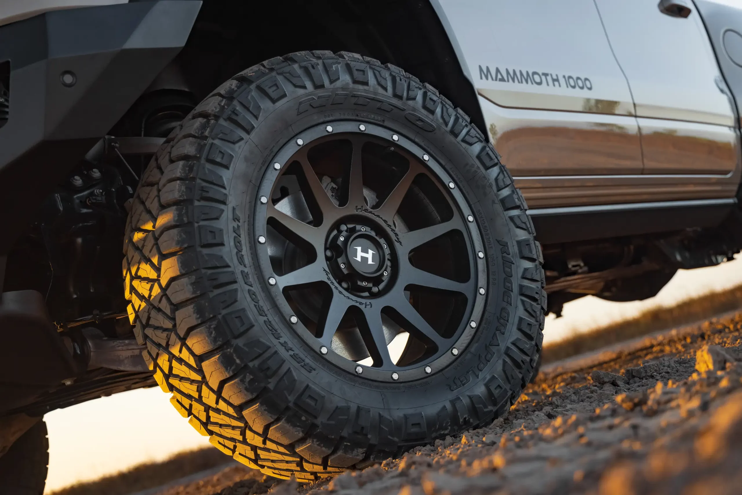 20-inch Hennessey 10-spoke off-road wheels and 37-inch off-road tires