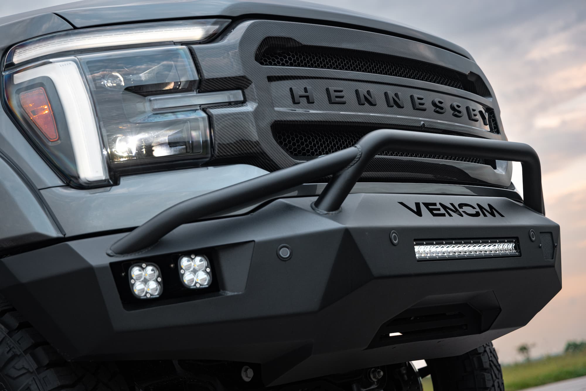 Exposed carbon fiber front grille