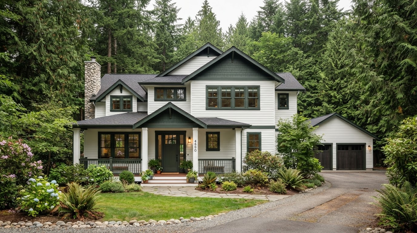 Painted Pacific Northwest home exterior