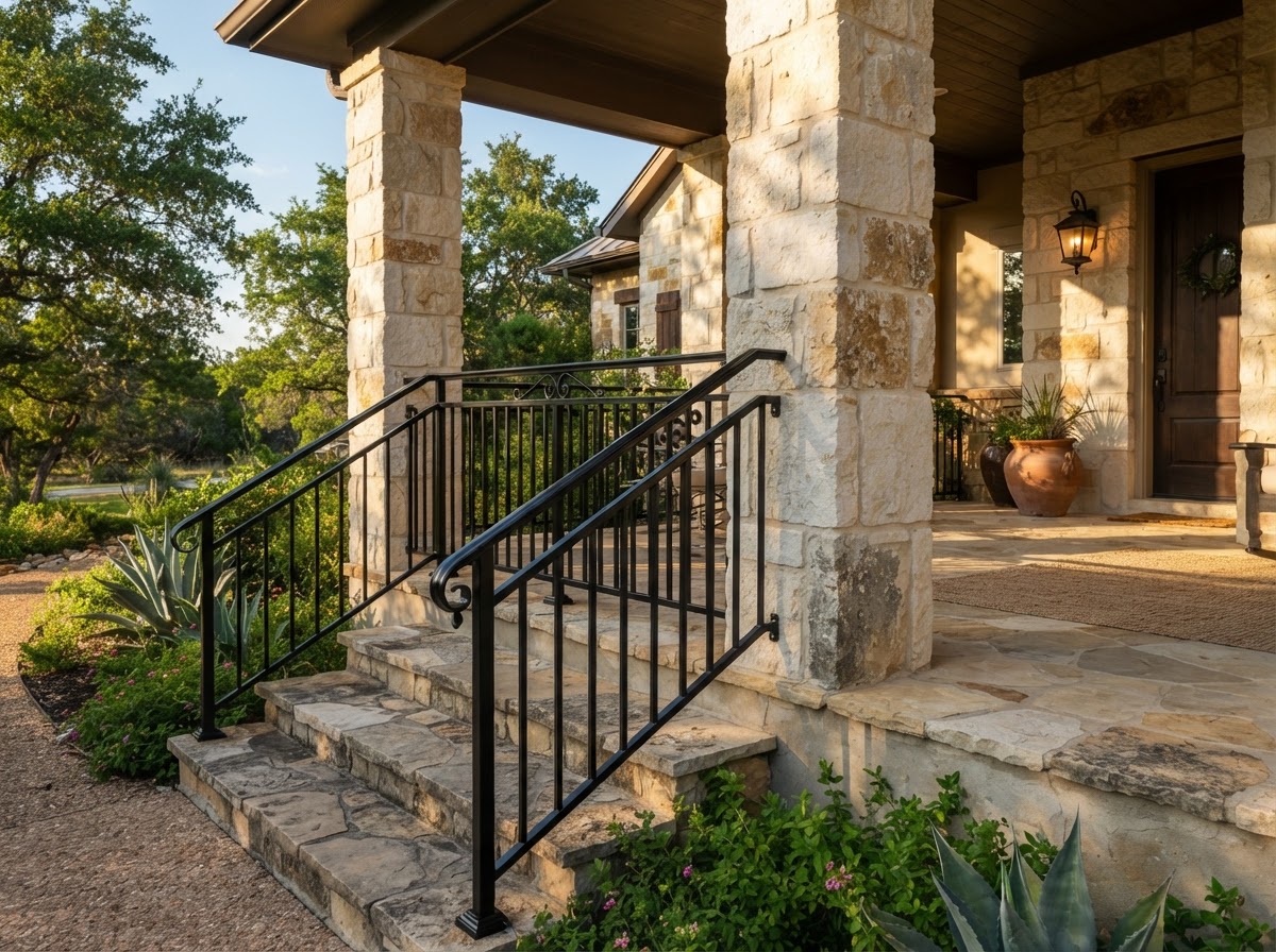 Powder coated railing on a Leon Valley porch