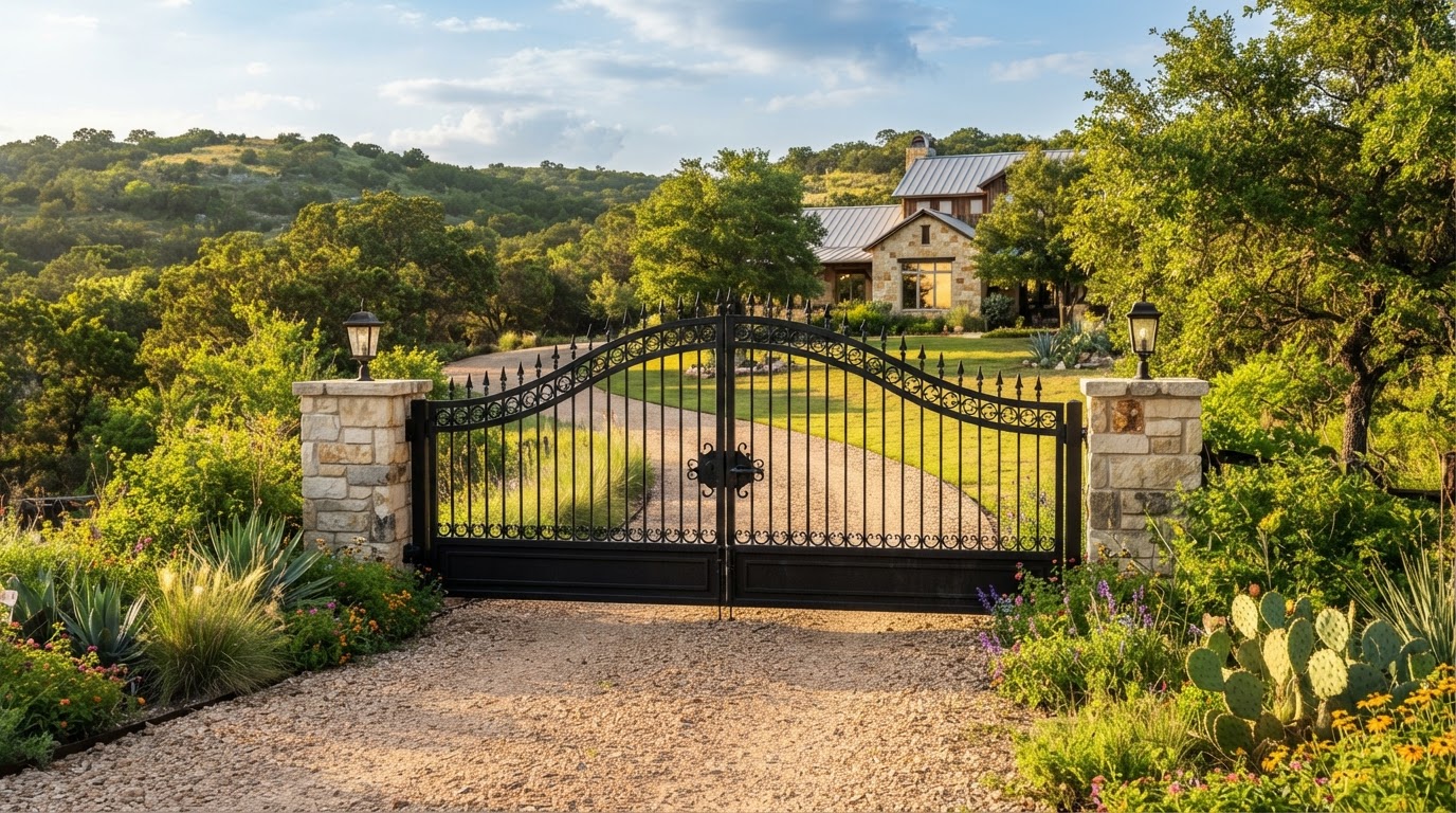 Wrought iron gate coated for a Converse property