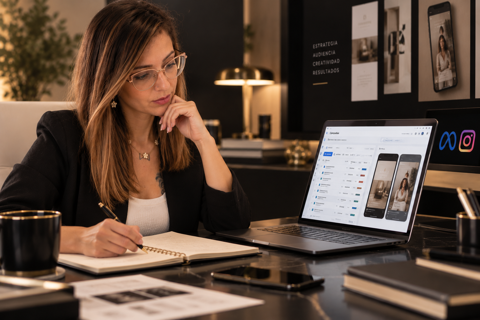 Especialista analizando campañas publicitarias en Meta Ads y optimizando resultados