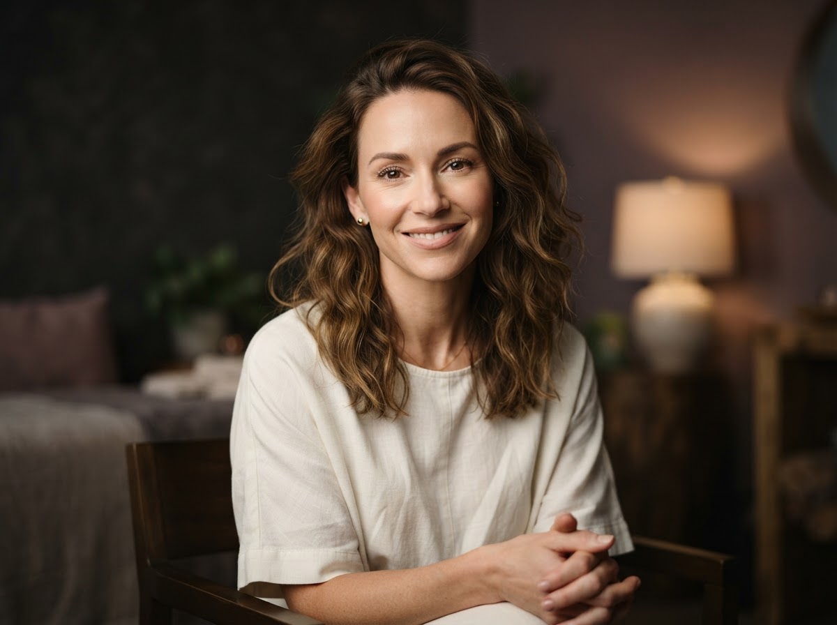 A portrait of Sarah Wilson, the licensed massage therapist behind Restore With Sarah