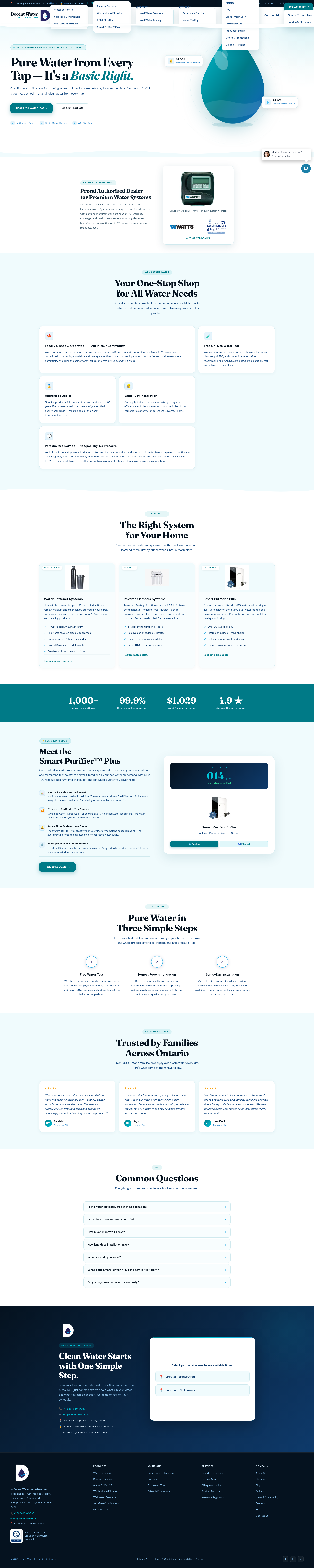 Decent Water website preview