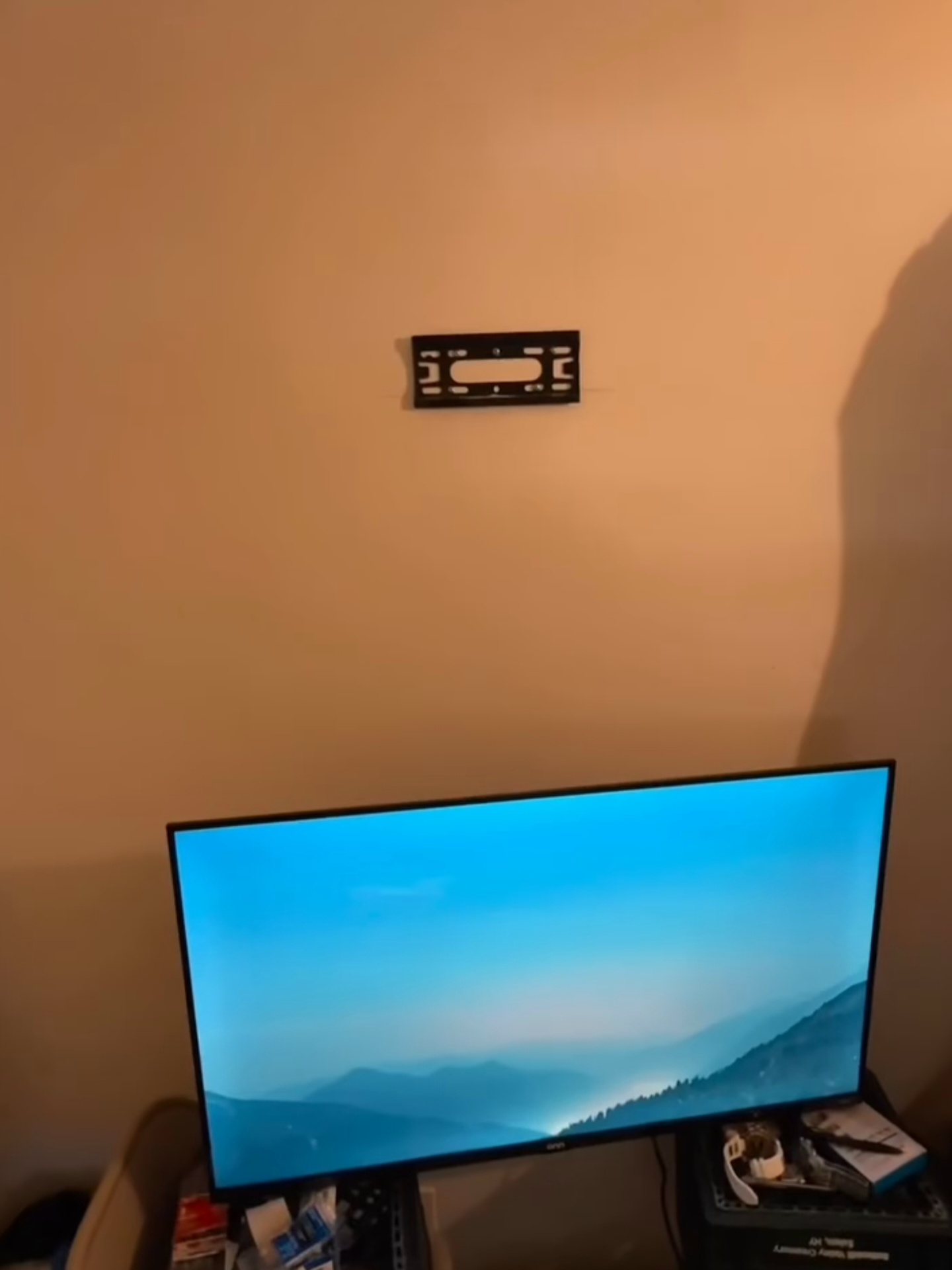 Clean TV Wall Mount Installation - Before