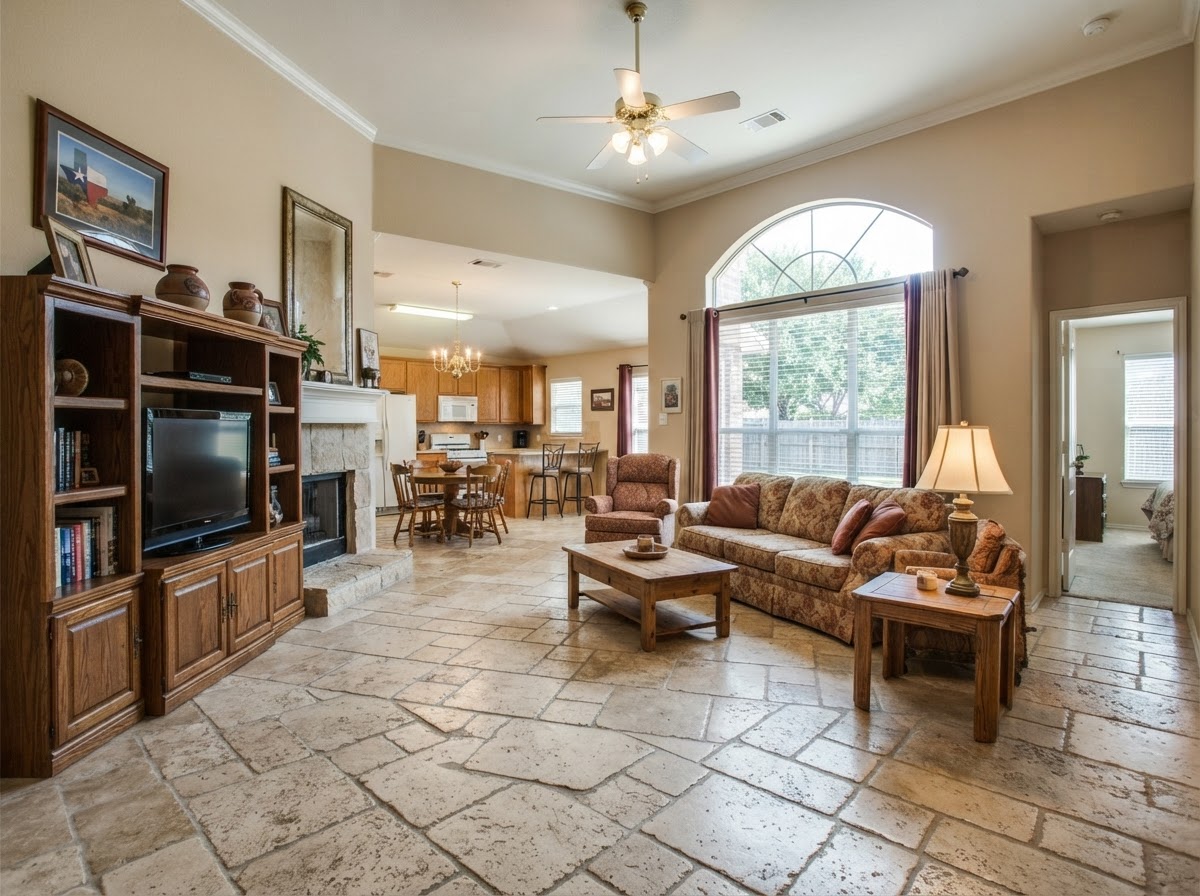 Flooring — Stone to LVP — before renovation