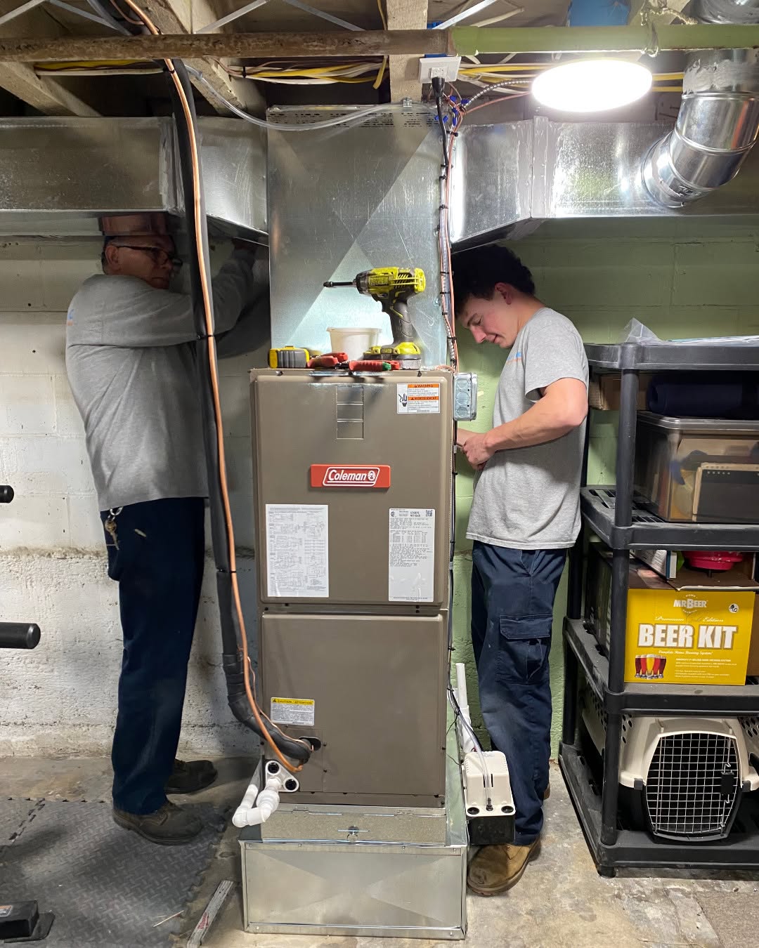 Basement Gas Furnace & Supply Plenum Fitting